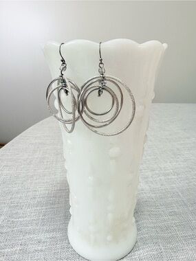 Silver Multi-Hoop Dangle Earrings - Women Jewelry